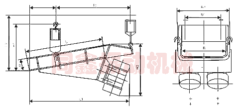 電機(jī)振動給料機(jī)外形示意圖-同鑫振動機(jī)械